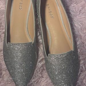 BAMBOO Sparkling Silver Loafers